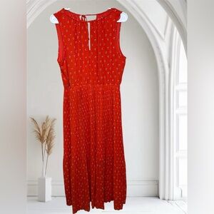 Maison Jules Red Sleeveless Midi Dress with Micro Print